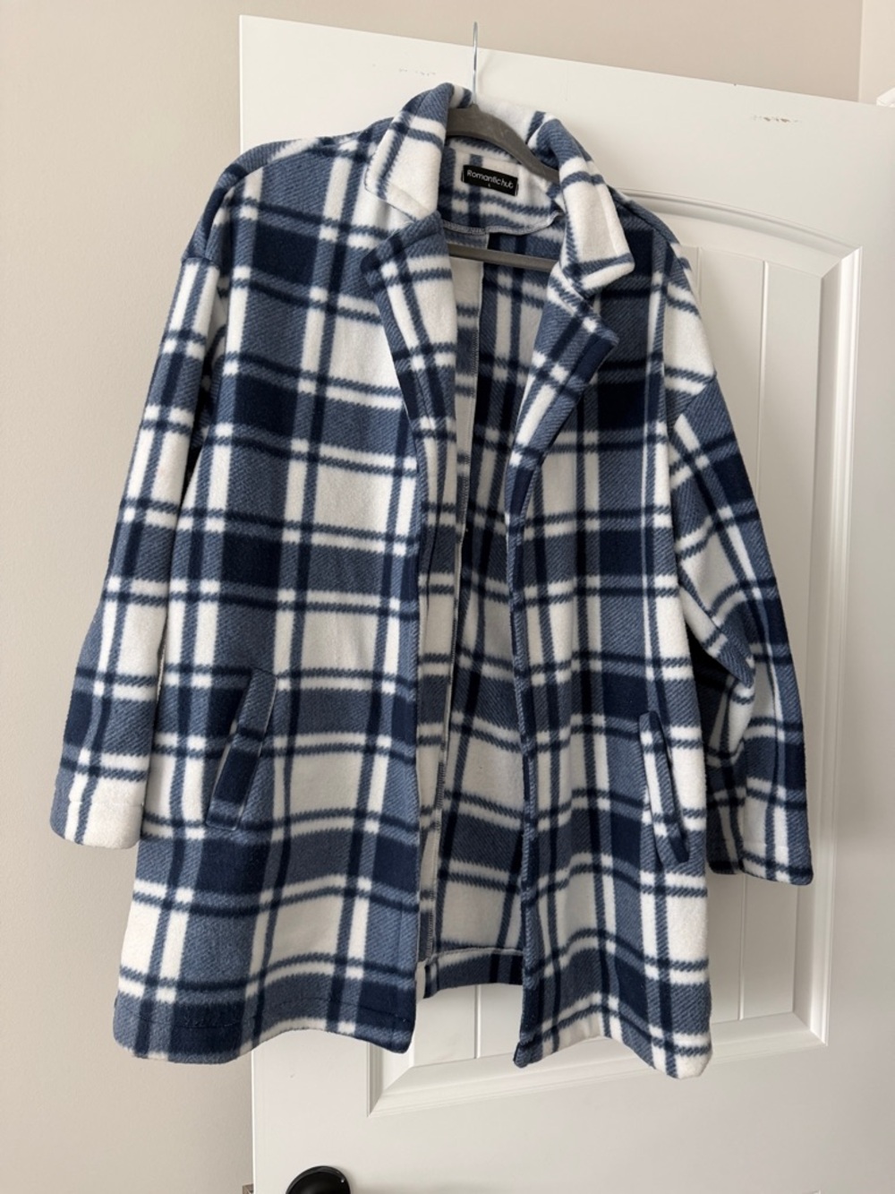 Romantic Country Navy & White Plaid Pea Coat